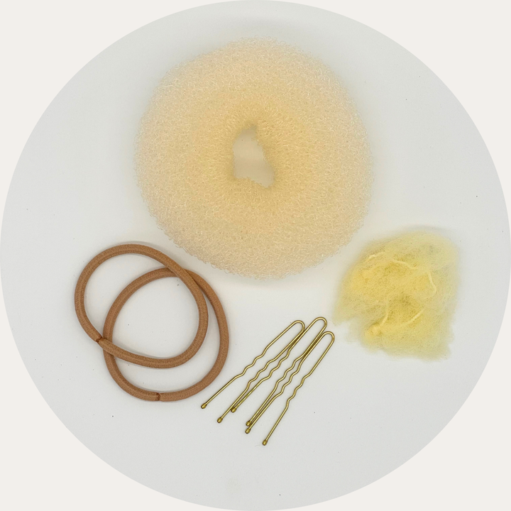 Duttkissen-Set (blond, braun, schwarz)