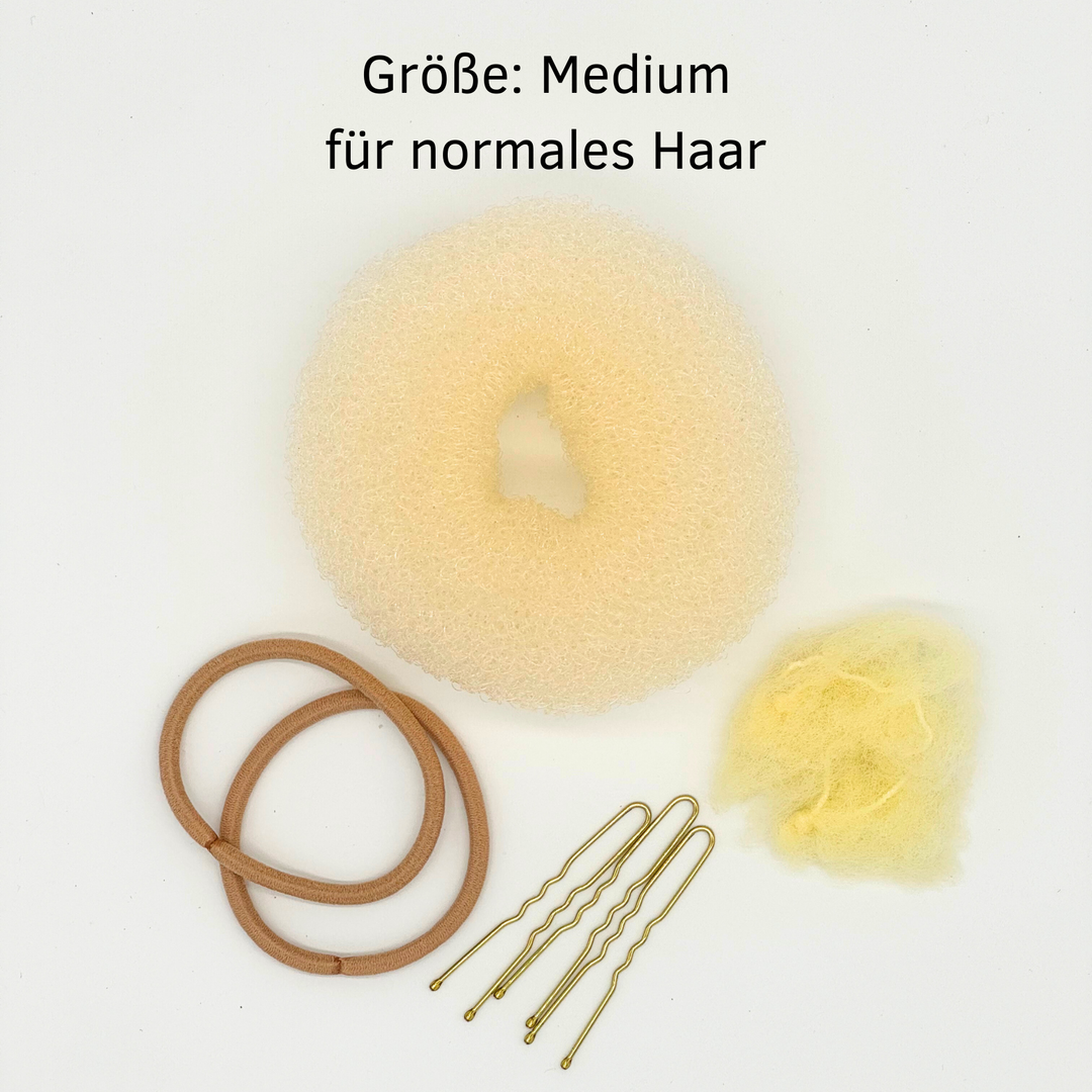 Duttkissen-Set (blond, braun, schwarz)
