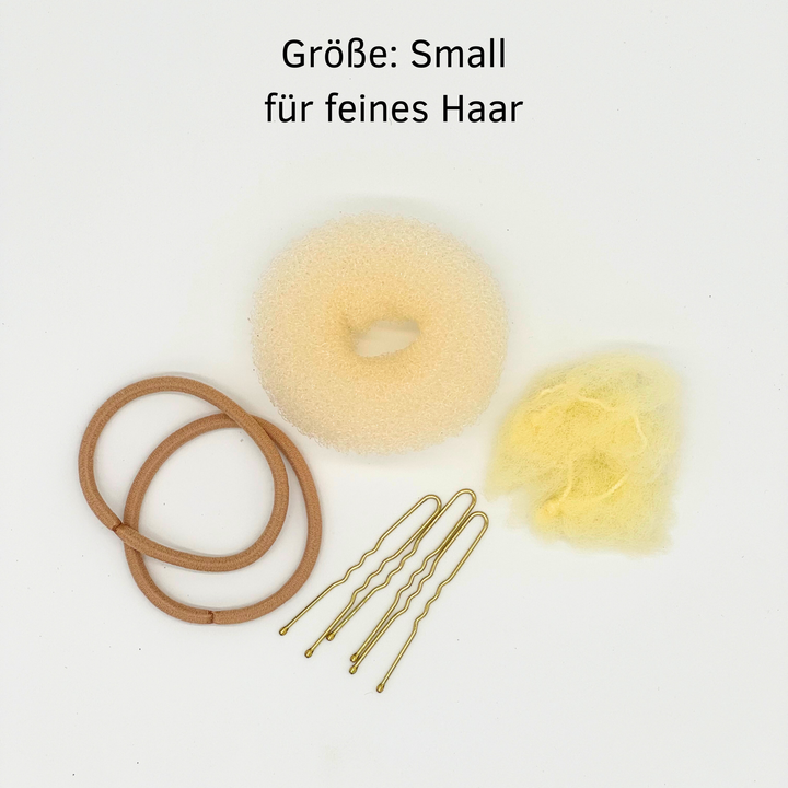 Duttkissen-Set (blond, braun, schwarz)