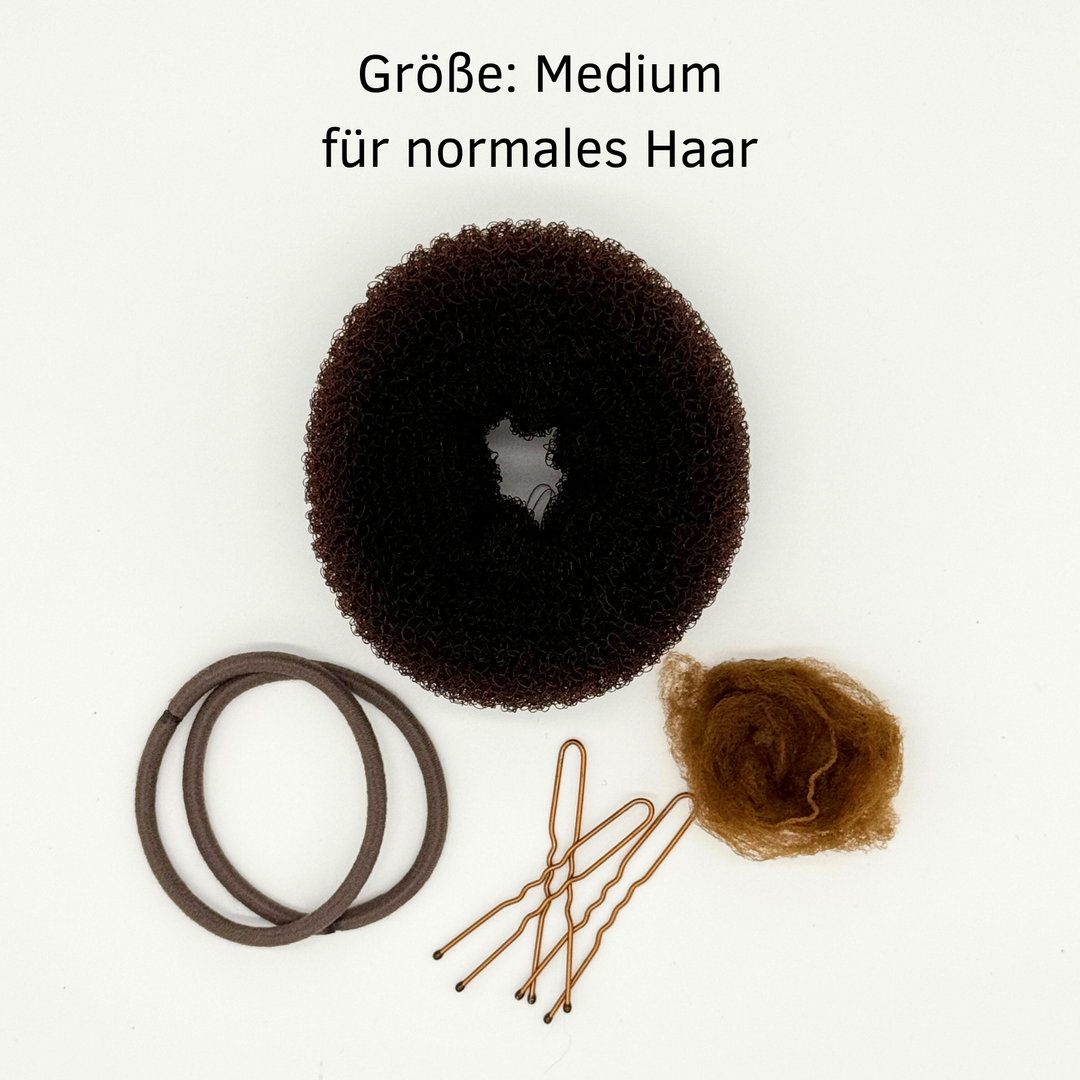 Duttkissen-Set (blond, braun, schwarz)