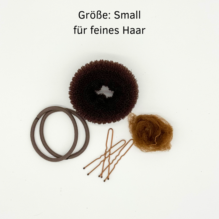 Duttkissen-Set (blond, braun, schwarz)