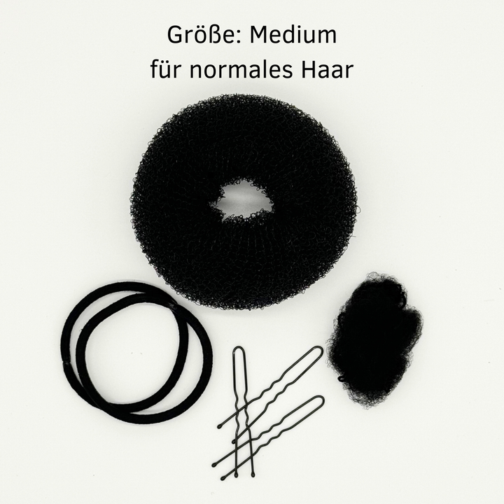 Duttkissen-Set (blond, braun, schwarz)